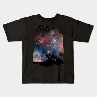 Colorful Night Sky while Camping & Reading Kids T-Shirt